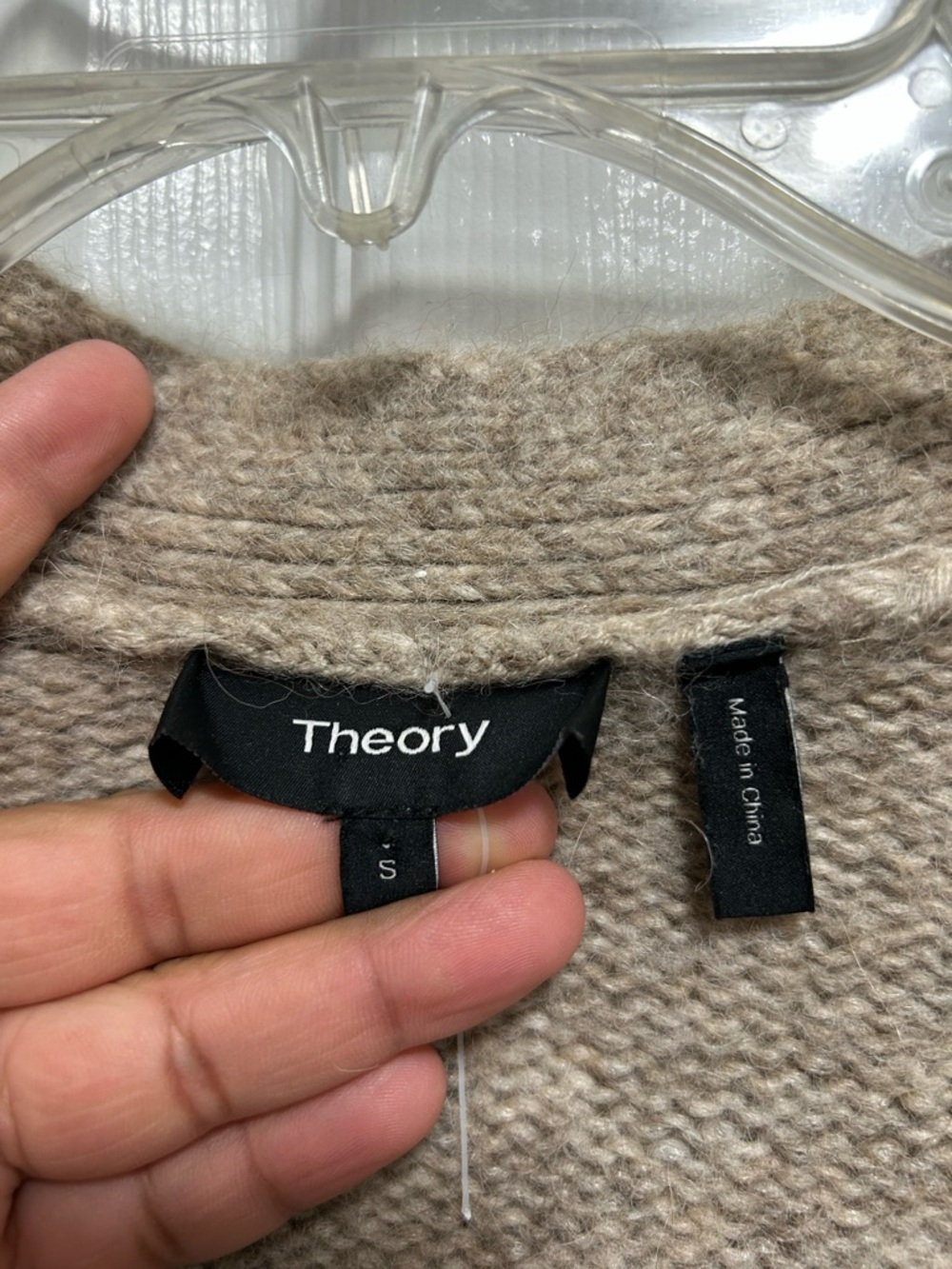 Theory Neutral Taupe Knit Cardigan - Picture 2 of 10